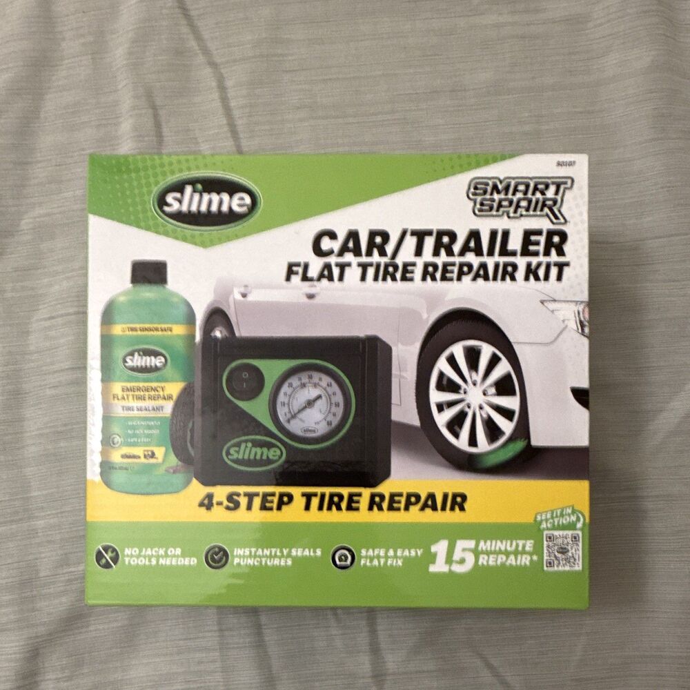 Slime 4-step Car/Trailer Fix A Flat Sealant Emergency Repair kit On The Go